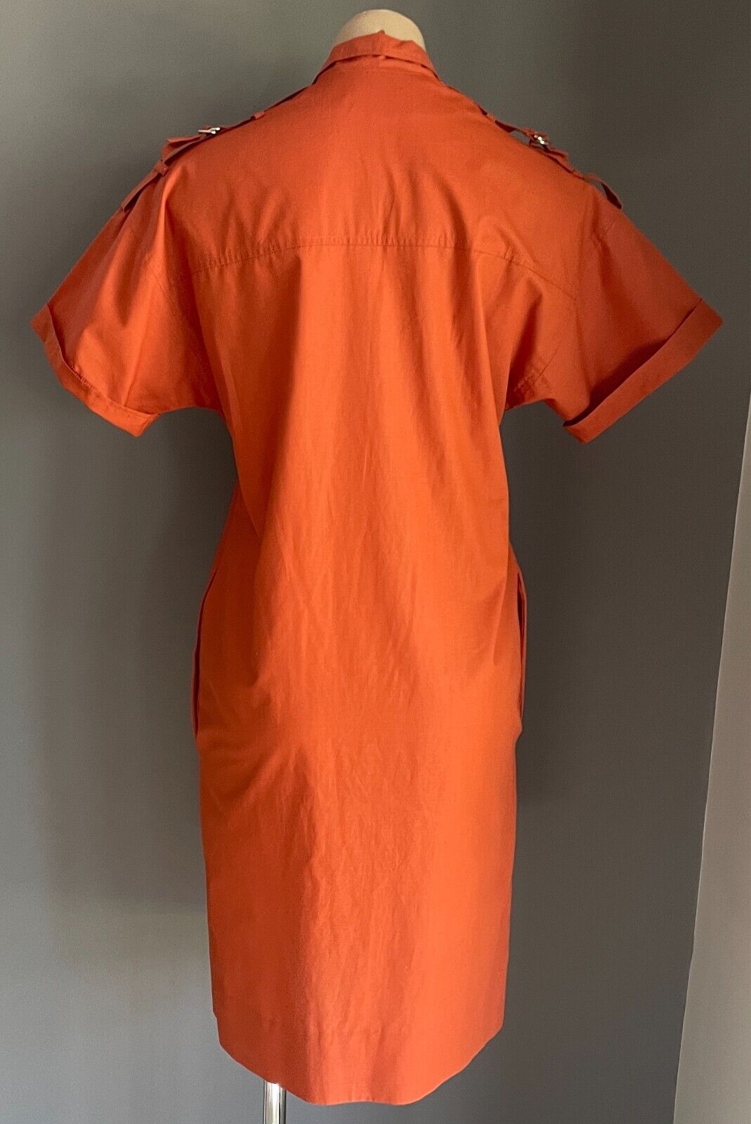 CAREER GIRL Burnt Orange Shirt Dress Button Front Short Sleeves Cotton Size 12