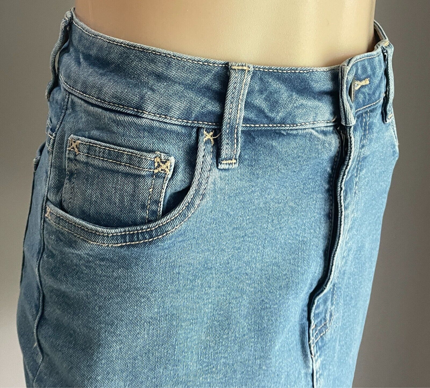 LEE Blue Denim Skirt Mini Length Ladies Size 10 Stretch Denim