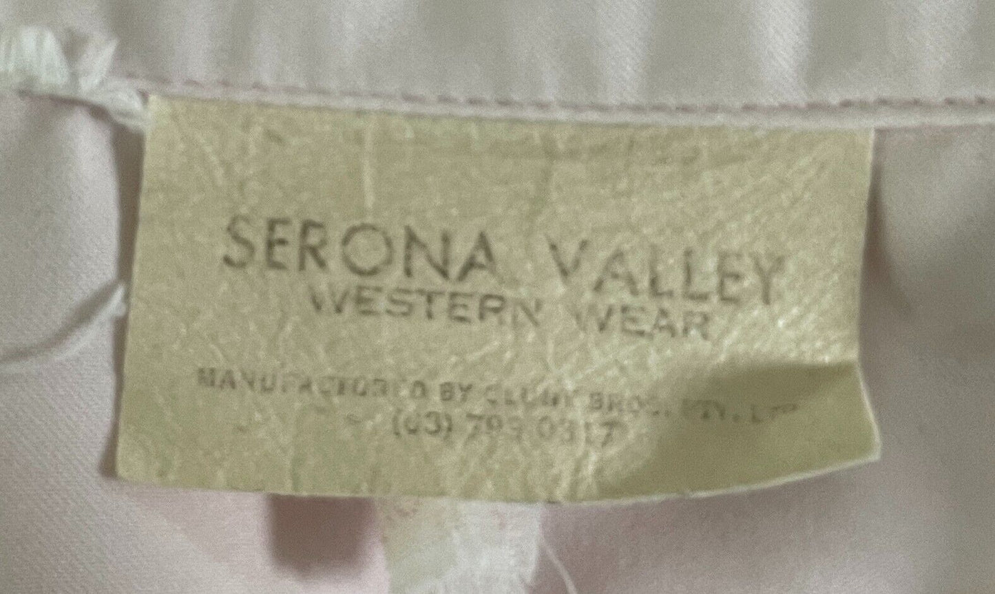 SERONA VALLEY Western Wear Shirt Baby Pink Pearl Snap Mat Satin Size 10 L/Sl Vtg