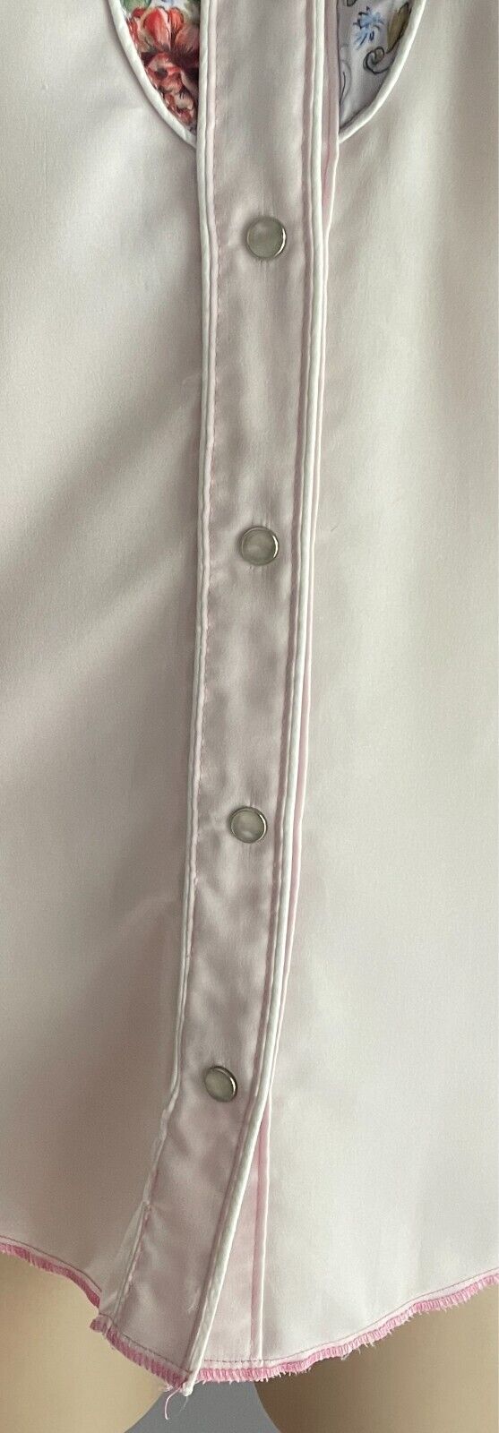 SERONA VALLEY Western Wear Shirt Baby Pink Pearl Snap Mat Satin Size 10 L/Sl Vtg