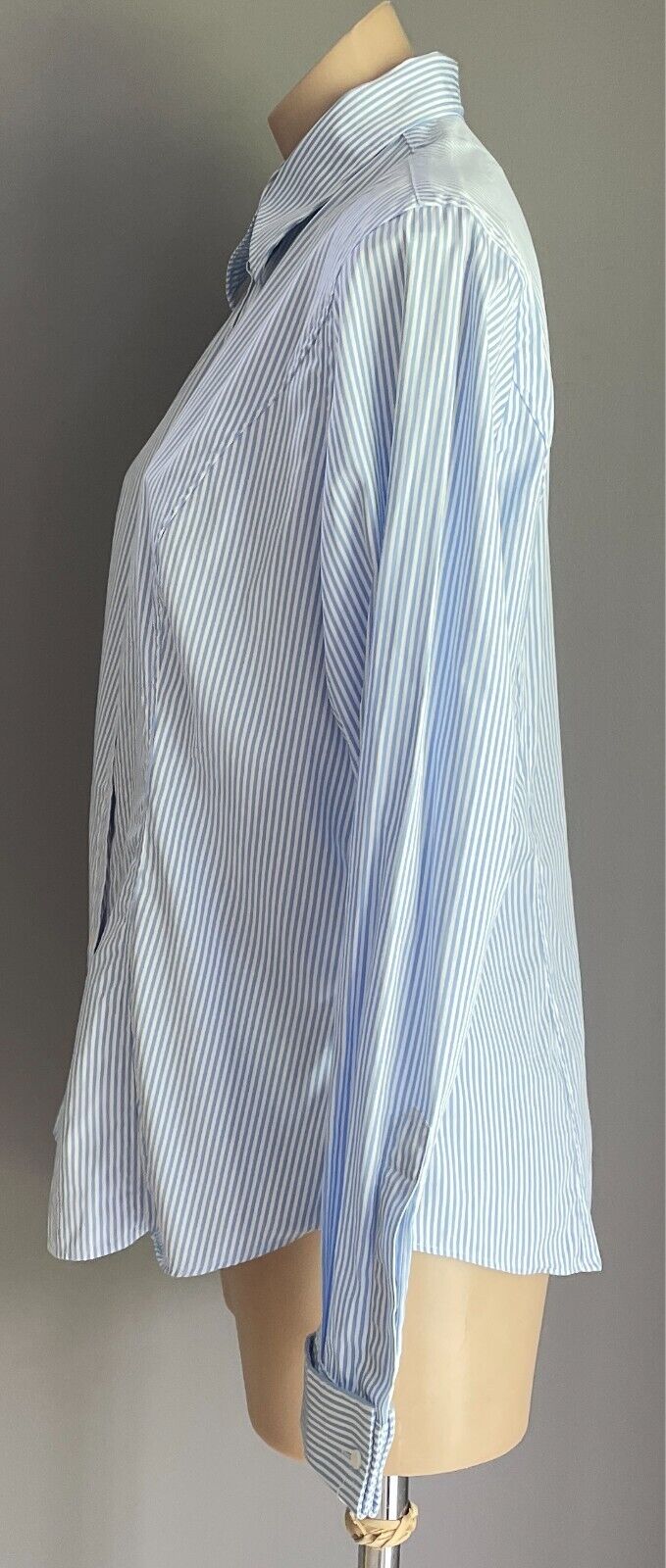 AUSTEN BROTHERS Shirt Blue & White Stripe Long Sleeve Size 14/16 Cotton Tailored