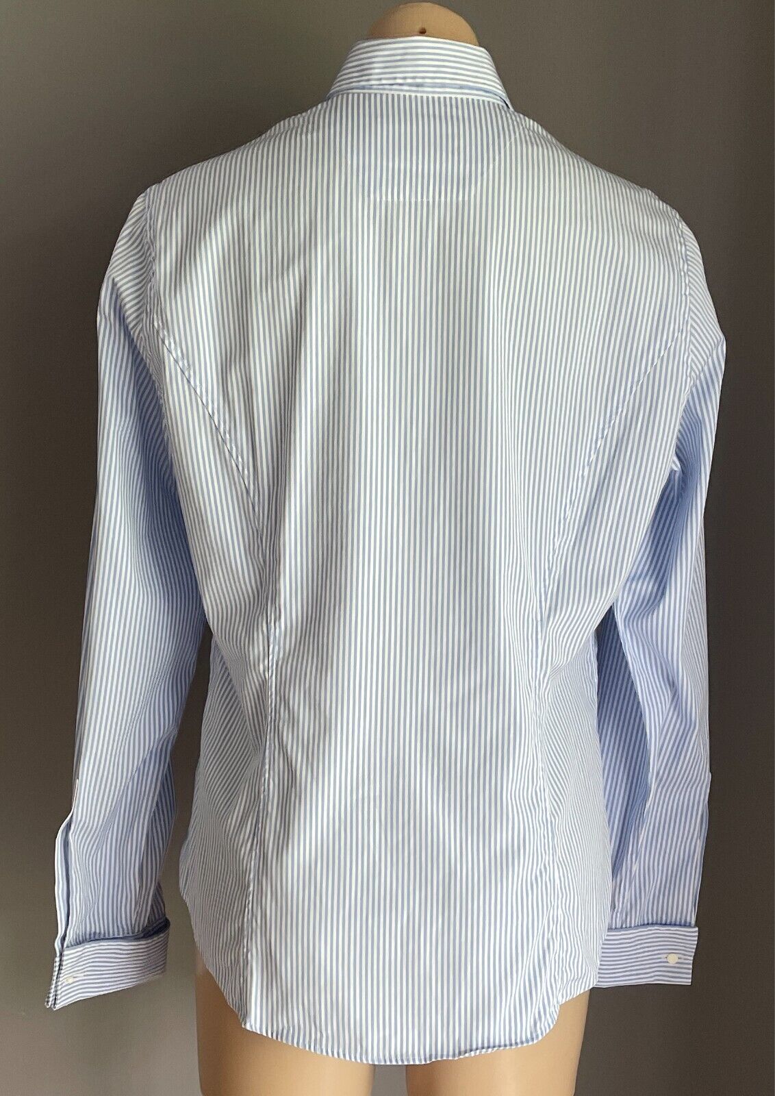 AUSTEN BROTHERS Shirt Blue & White Stripe Long Sleeve Size 14/16 Cotton Tailored