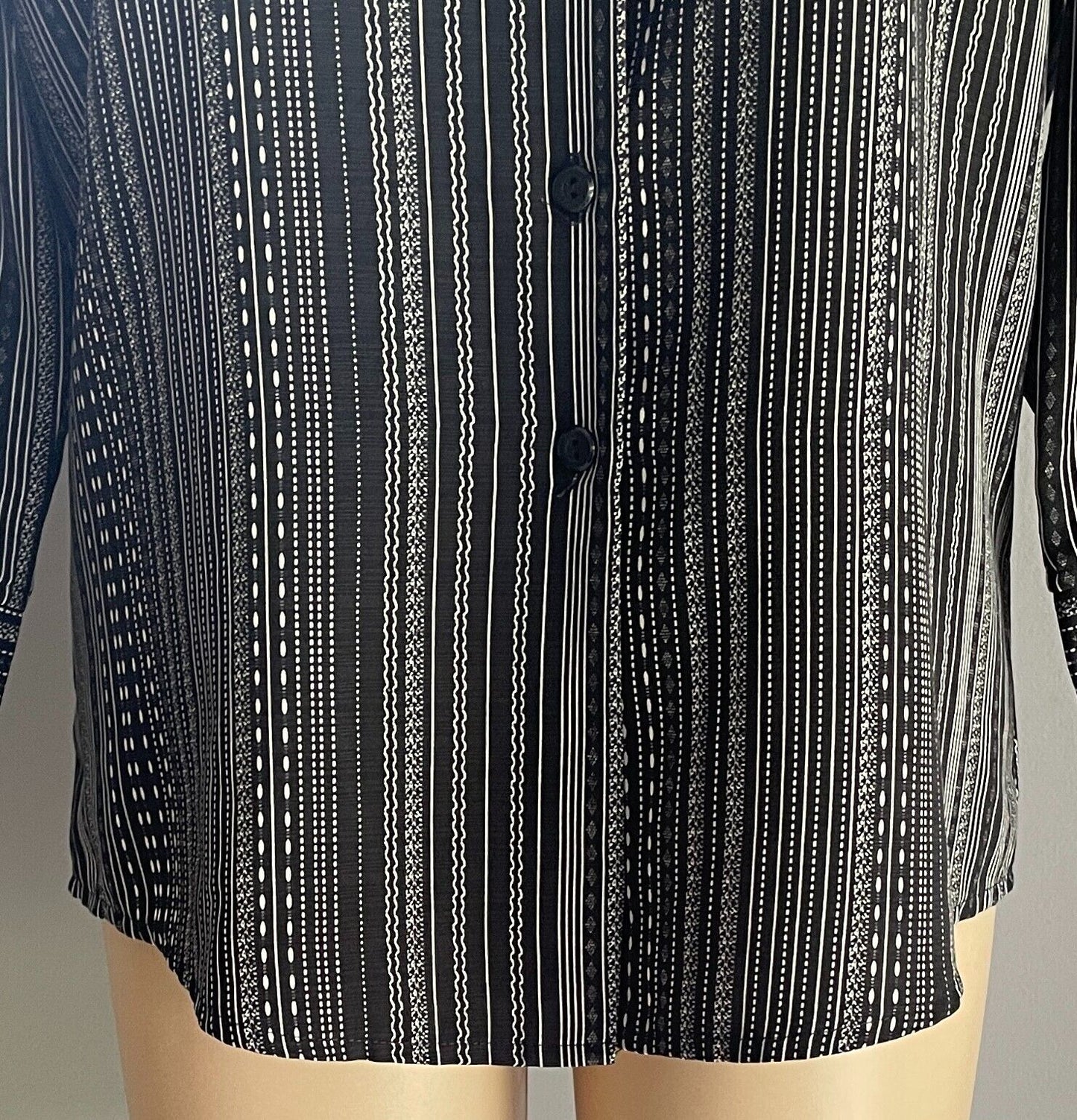 CORSICAN Shirt Black & White Print 3/4 Sleeve Size 12 Button Front Australia