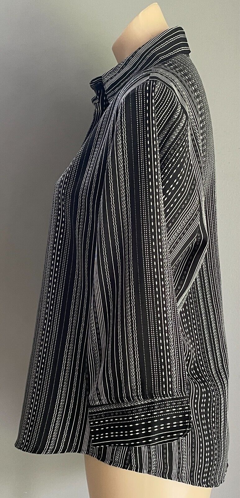 CORSICAN Shirt Black & White Print 3/4 Sleeve Size 12 Button Front Australia