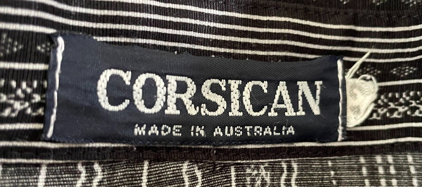 CORSICAN Shirt Black & White Print 3/4 Sleeve Size 12 Button Front Australia
