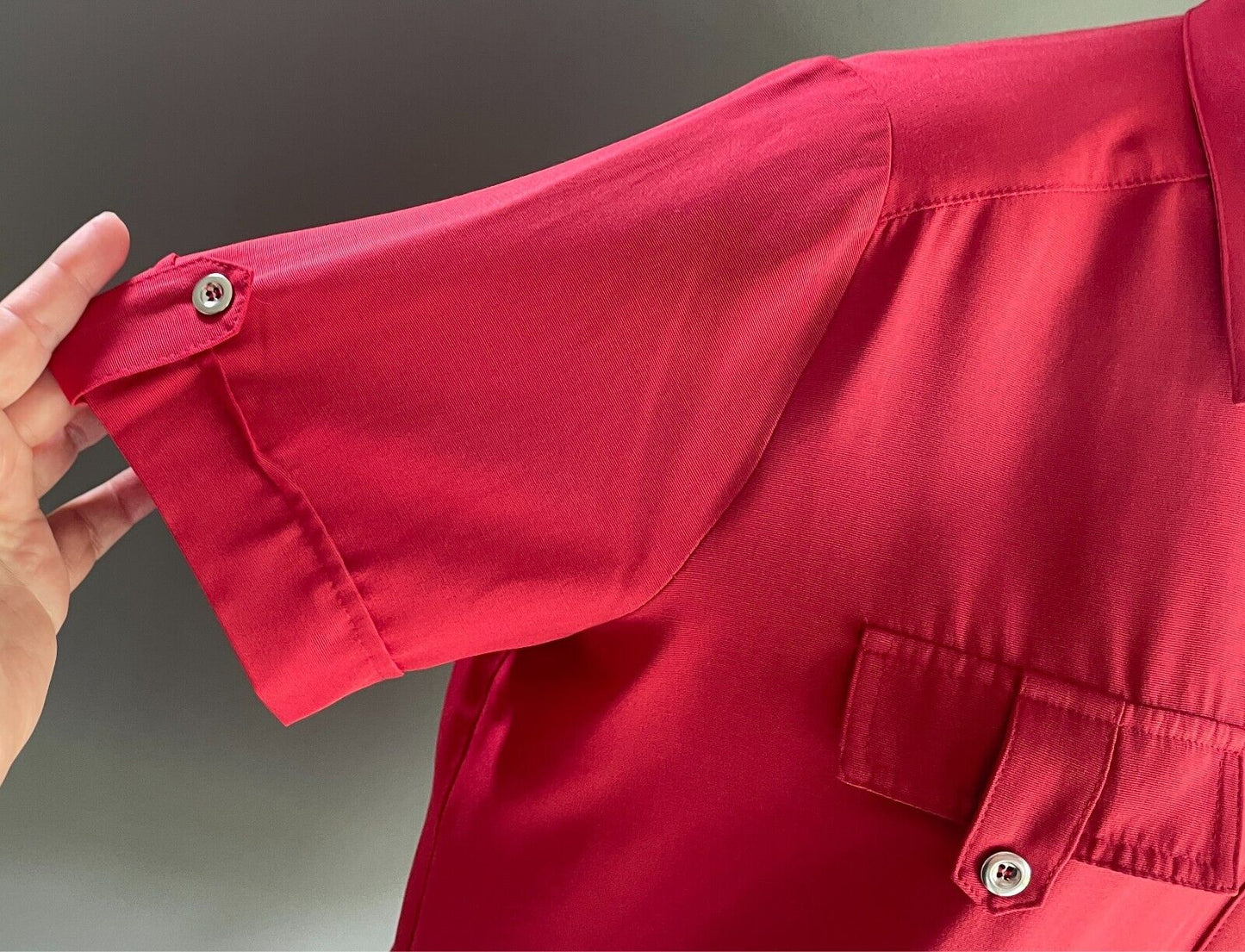 CAPTURE EUROPEAN Shirt Blouse Red Button Front Short Sleeve Size EUR 40 AU12