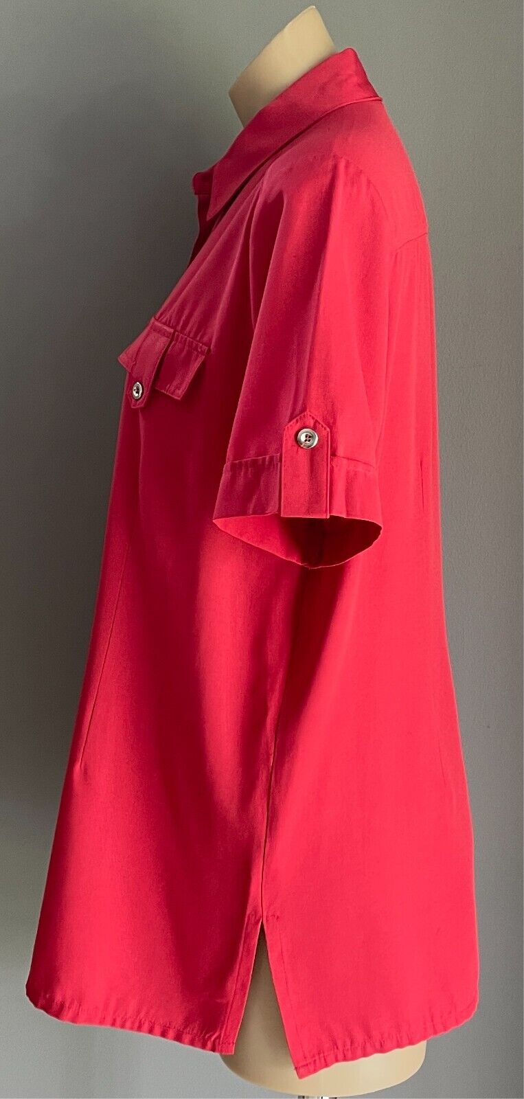 CAPTURE EUROPEAN Shirt Blouse Red Button Front Short Sleeve Size EUR 40 AU12