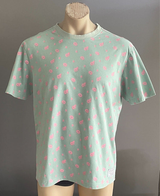 ODD FUTURE OF W GKTA T-Shirt All Over Donut Logo Print Mint & Pink Mens Size L