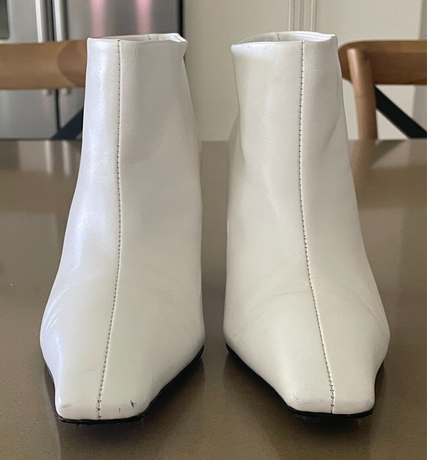 CELINE White Phoebe Philo Facetted Crystal Heel Boots Booties Size 38 Fall 2018