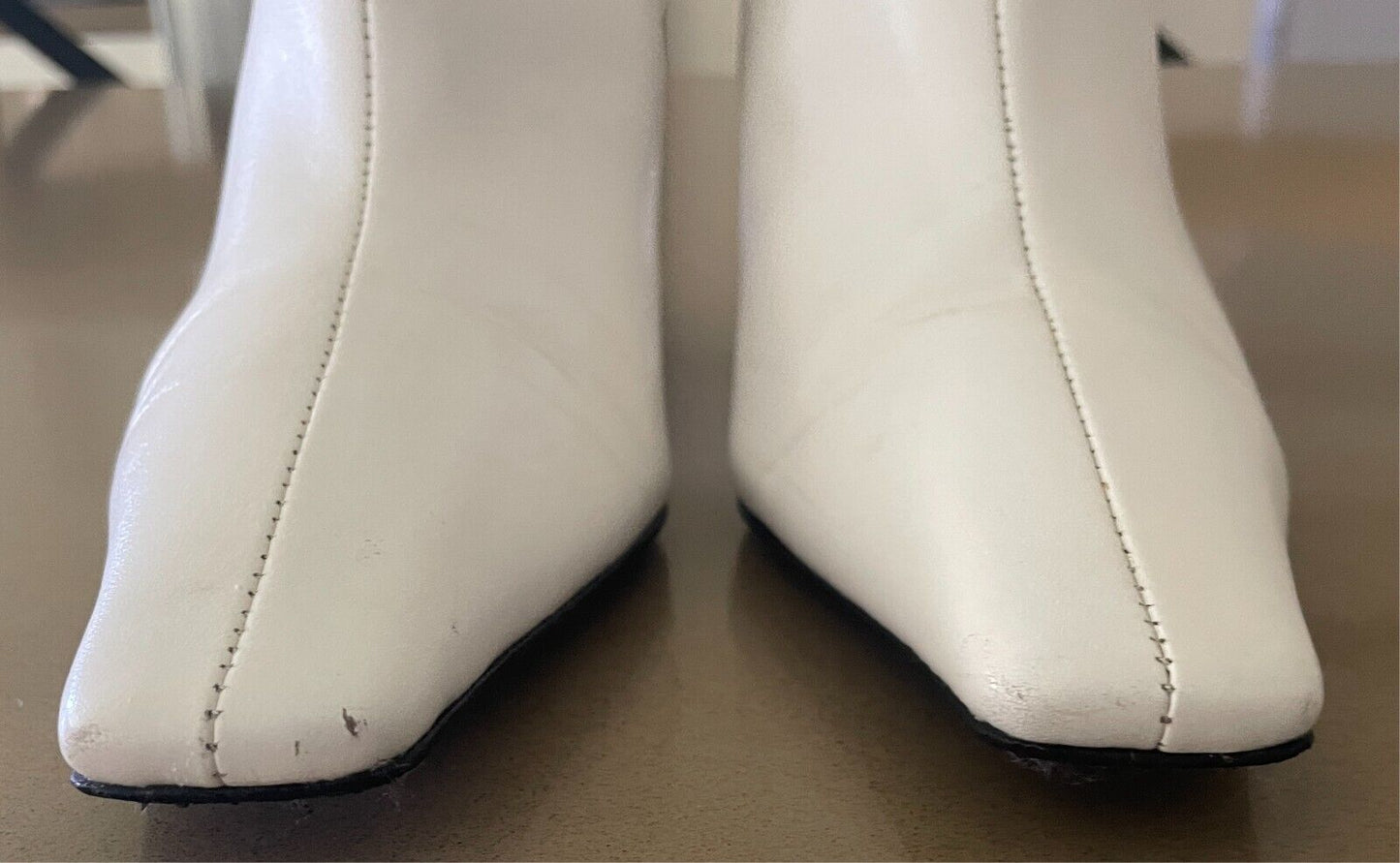 CELINE White Phoebe Philo Facetted Crystal Heel Boots Booties Size 38 Fall 2018