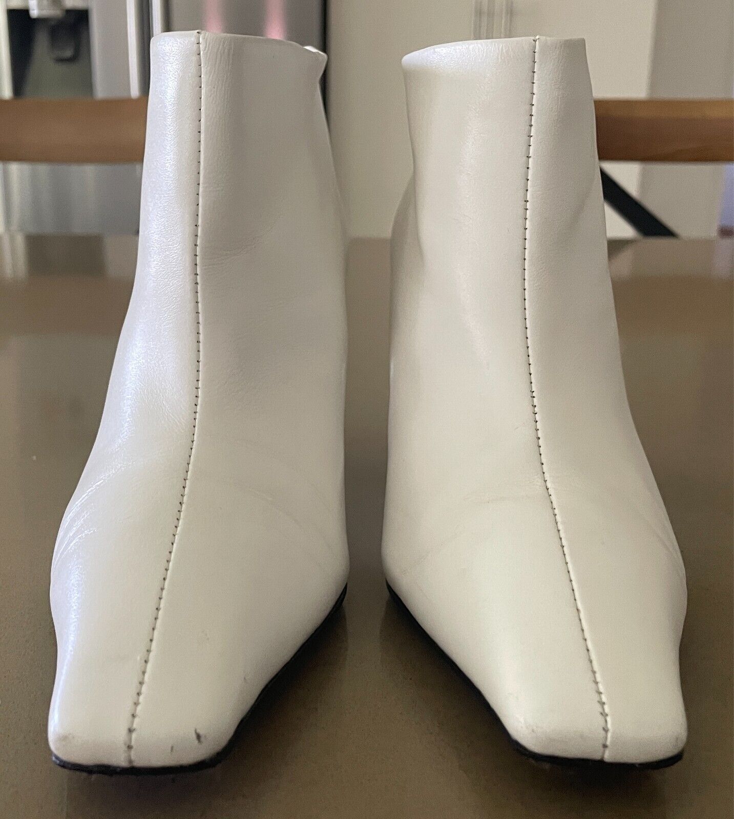 CELINE White Phoebe Philo Facetted Crystal Heel Boots Booties Size 38 Fall 2018