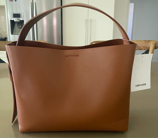 SUSSAN Tan PU Tote Bag Top Handle Shoulder Strap Handbag Brand New With Tags!