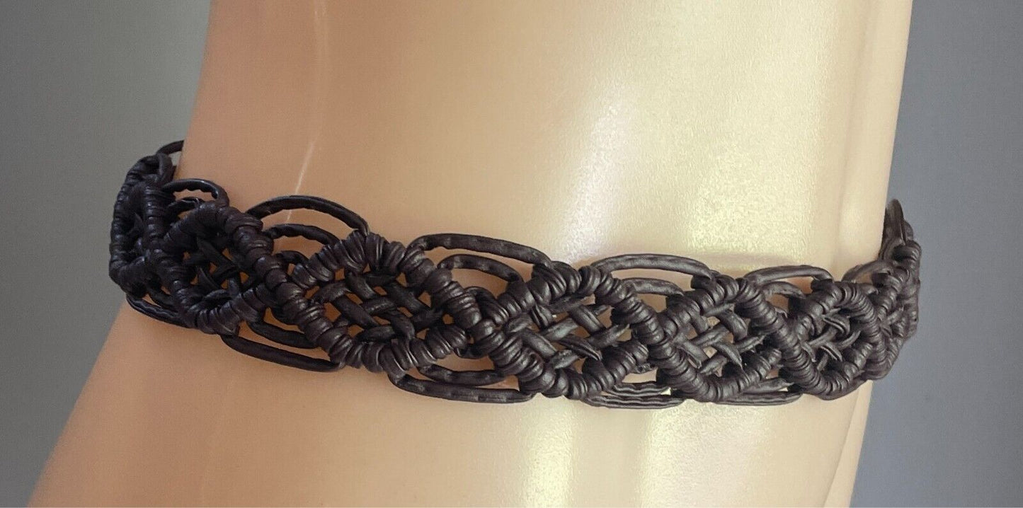 5cm Boho Belt Brown Woven PU/Pleather Knot Tie Ladies Sizes 12 - 14 Waist or Hip