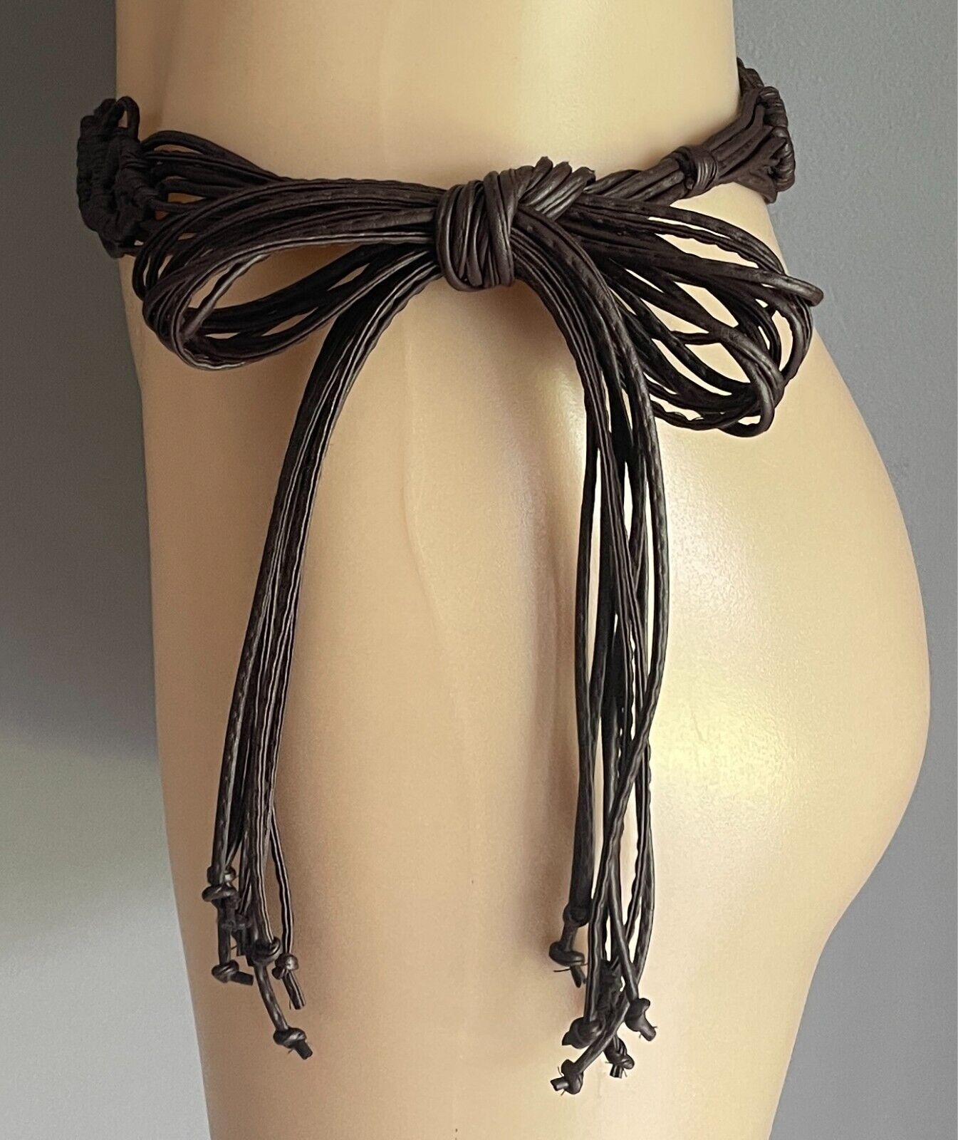 5cm Boho Belt Brown Woven PU/Pleather Knot Tie Ladies Sizes 12 - 14 Waist or Hip