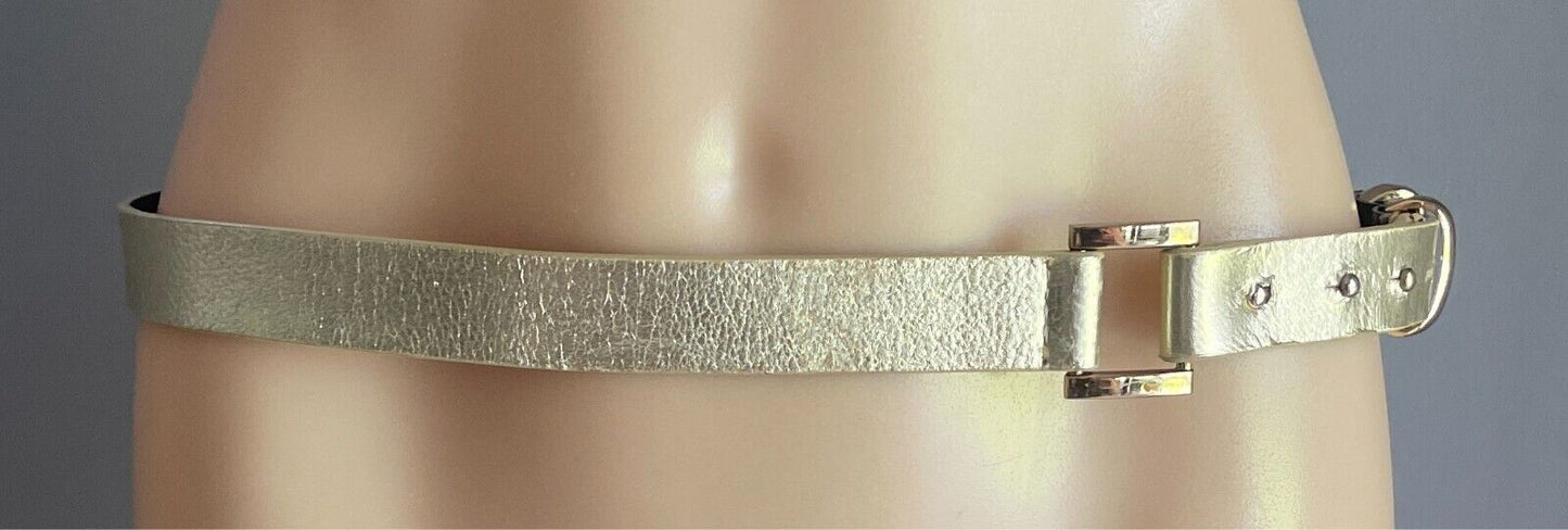 DAVID JONES Gold Synthetic/Pleather Belt 2.5cm Wide Size S 10