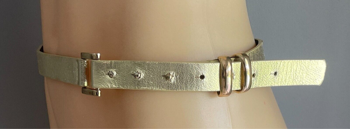 DAVID JONES Gold Synthetic/Pleather Belt 2.5cm Wide Size S 10