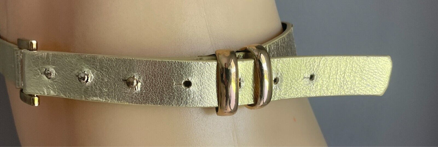 DAVID JONES Gold Synthetic/Pleather Belt 2.5cm Wide Size S 10