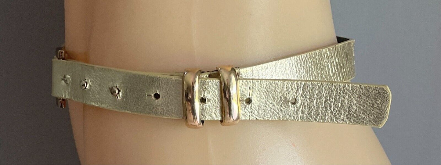 DAVID JONES Gold Synthetic/Pleather Belt 2.5cm Wide Size S 10