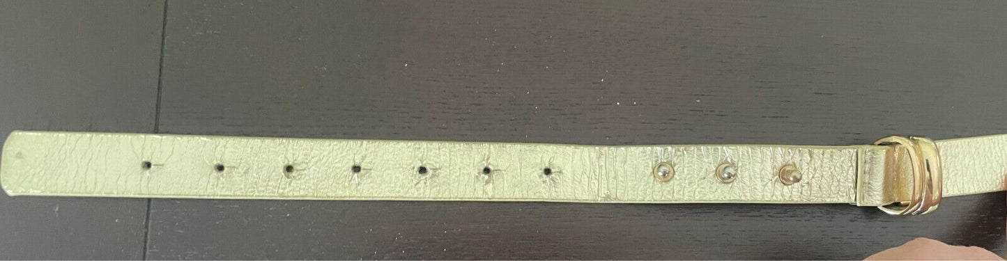 DAVID JONES Gold Synthetic/Pleather Belt 2.5cm Wide Size S 10