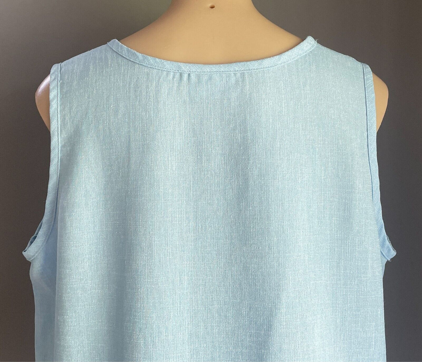C WATER Top Light Blue Sleeveless Camisole Size XL Crystal Trim At Round Neck