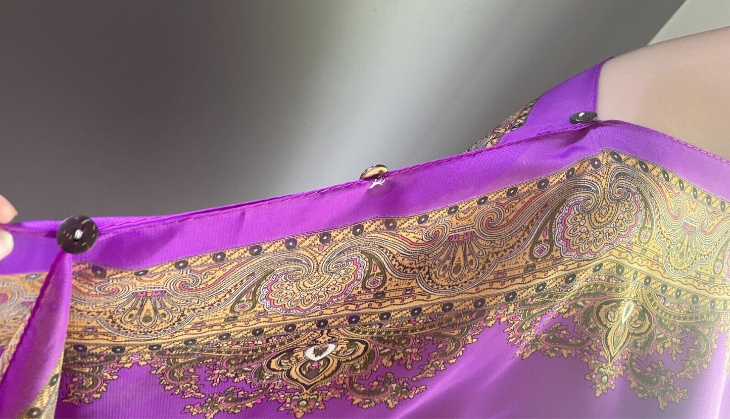 Poncho Cape Purple & Multicolour Paisley Print Lightweight Fabric - Free Size