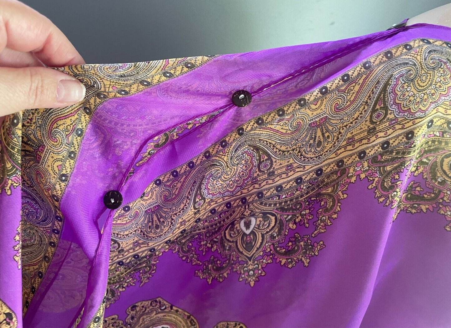 Poncho Cape Purple & Multicolour Paisley Print Lightweight Fabric - Free Size