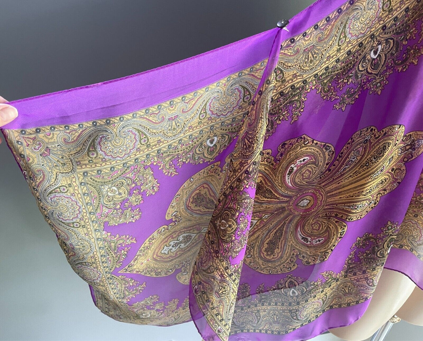 Poncho Cape Purple & Multicolour Paisley Print Lightweight Fabric - Free Size