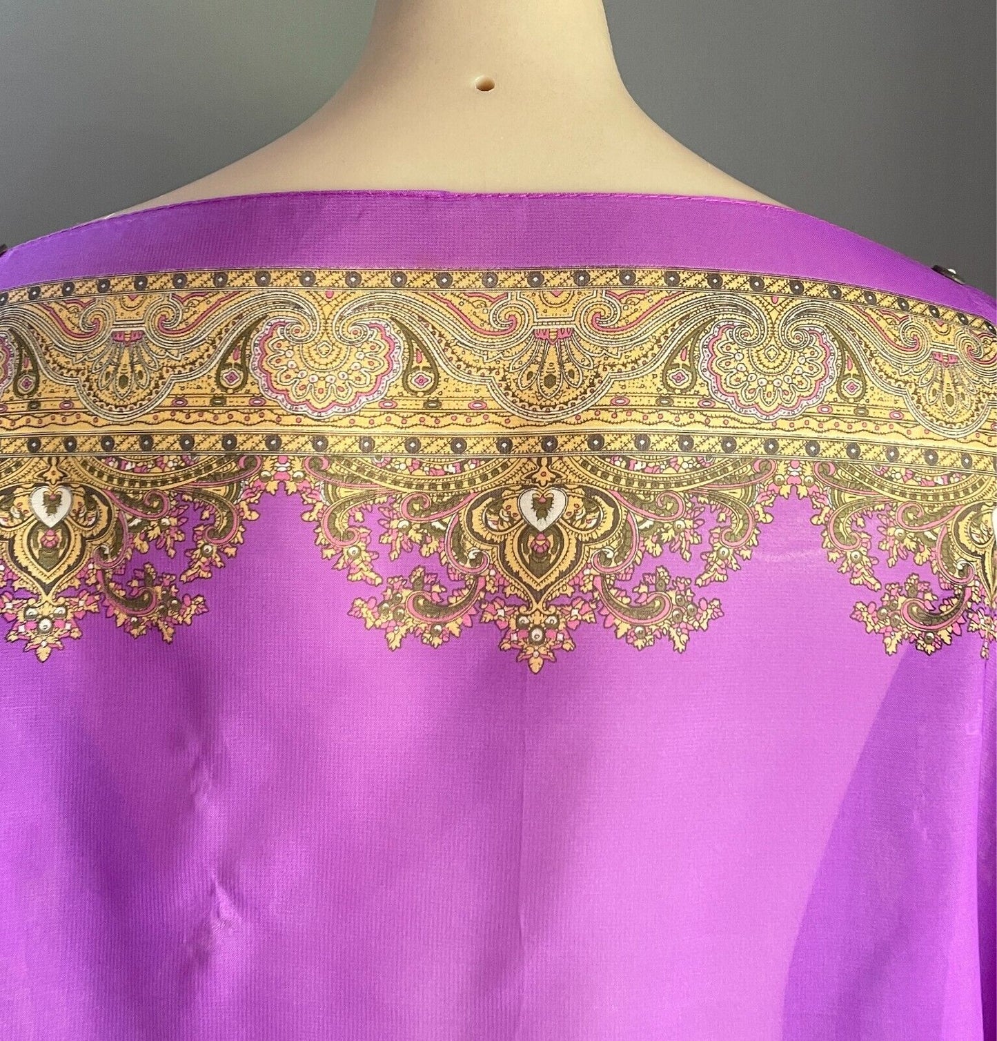 Poncho Cape Purple & Multicolour Paisley Print Lightweight Fabric - Free Size