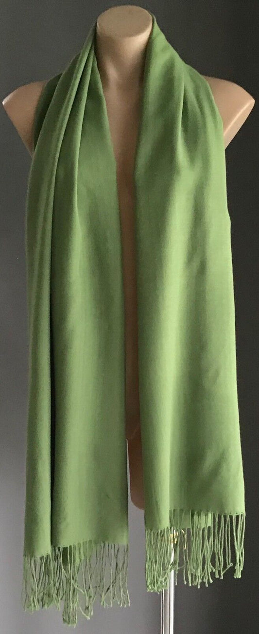 Acrylic NECK WRAP SCARF Fringed Bright Green Large Wrap Shawl Rectangle