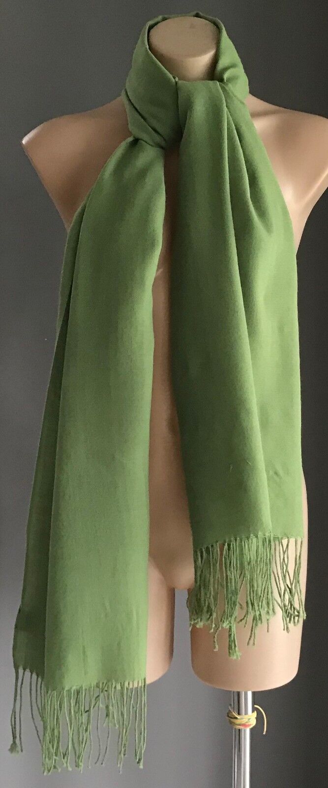 Acrylic NECK WRAP SCARF Fringed Bright Green Large Wrap Shawl Rectangle