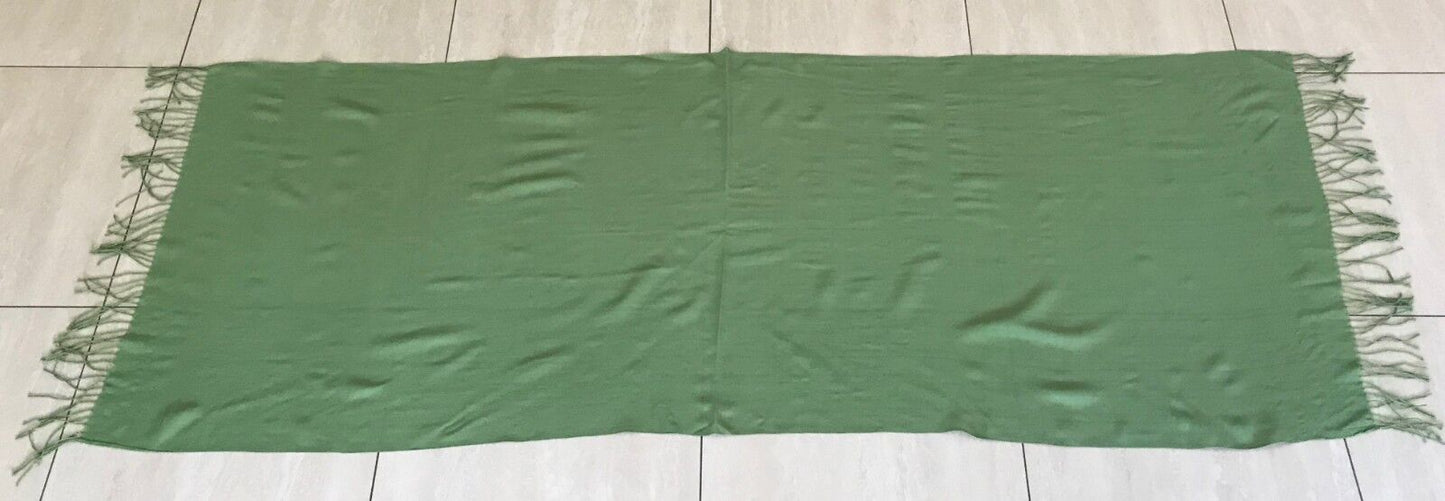 Acrylic NECK WRAP SCARF Fringed Bright Green Large Wrap Shawl Rectangle