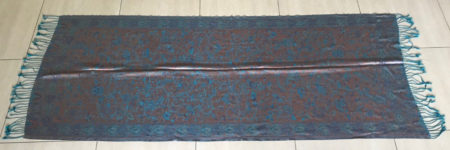 Large Scarf Multi Colour Paisley Print Scarf  Wrap Shawl w Fringe Trim