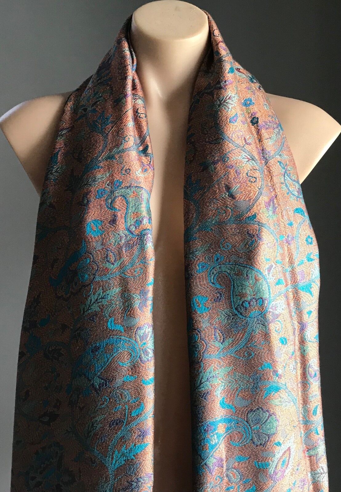 Large Scarf Multi Colour Paisley Print Scarf  Wrap Shawl w Fringe Trim