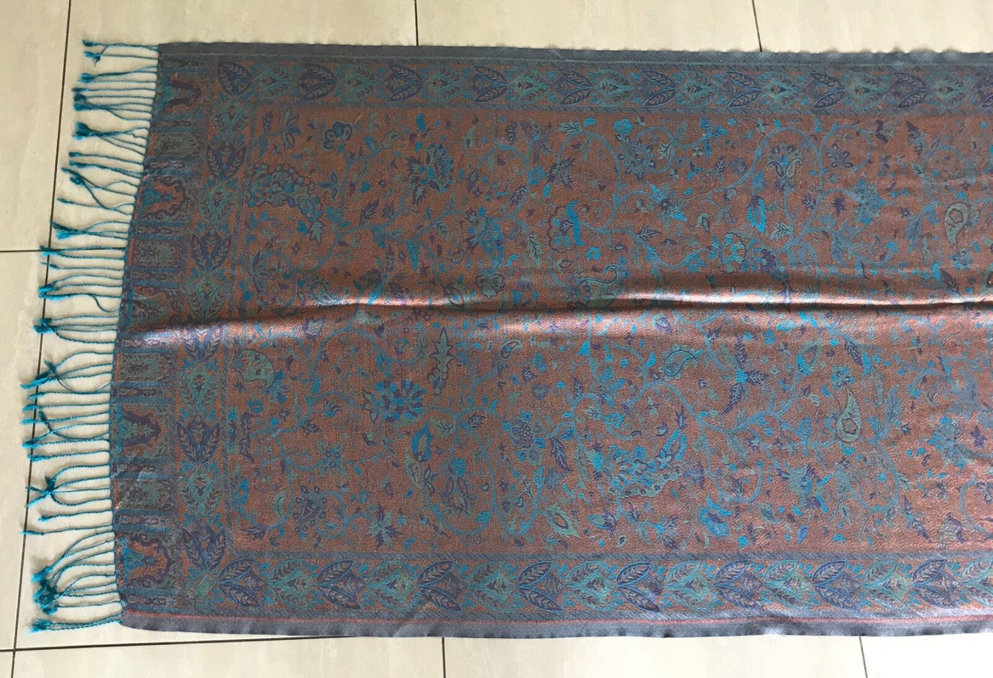 Large Scarf Multi Colour Paisley Print Scarf  Wrap Shawl w Fringe Trim