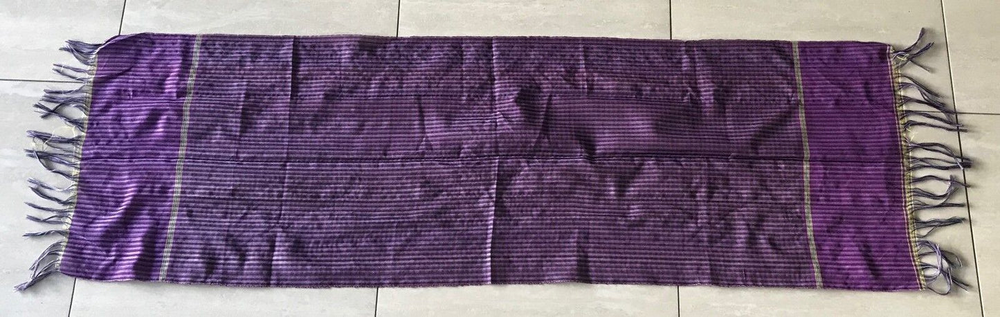 Fringed COTTON NECK SCARF Purple Black Yellow Blue Plaid Stripe Rectangle NEW