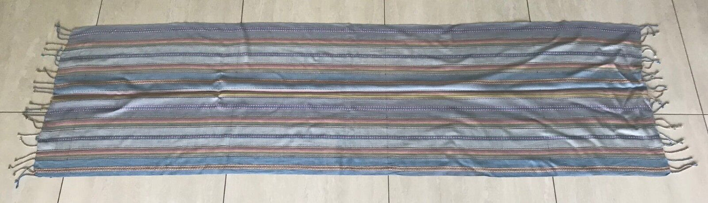 Boho Fringed LONG NECK WRAP SCARF Blue Lilac Yellow Orange Stripe Shawl