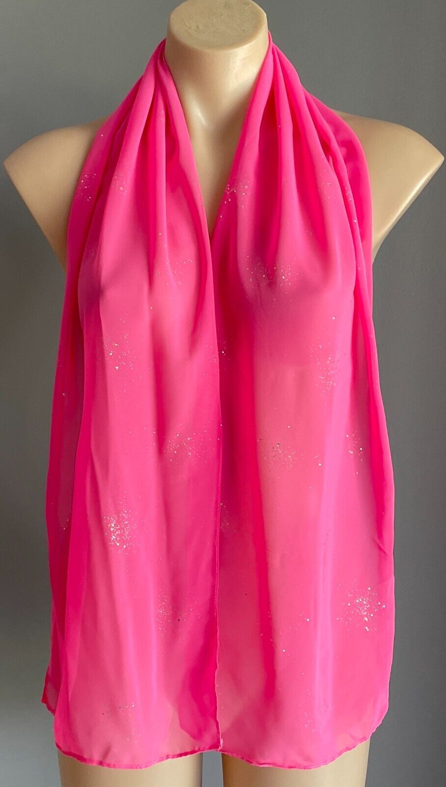 Pink GLITTER SCARF Semi Sheer Lightweight Rectangle Scarf 27cm x 149cm Beautiful