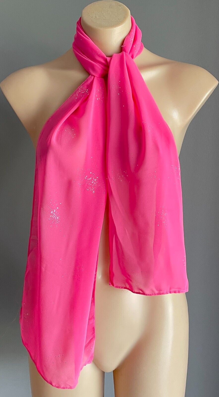 Pink GLITTER SCARF Semi Sheer Lightweight Rectangle Scarf 27cm x 149cm Beautiful