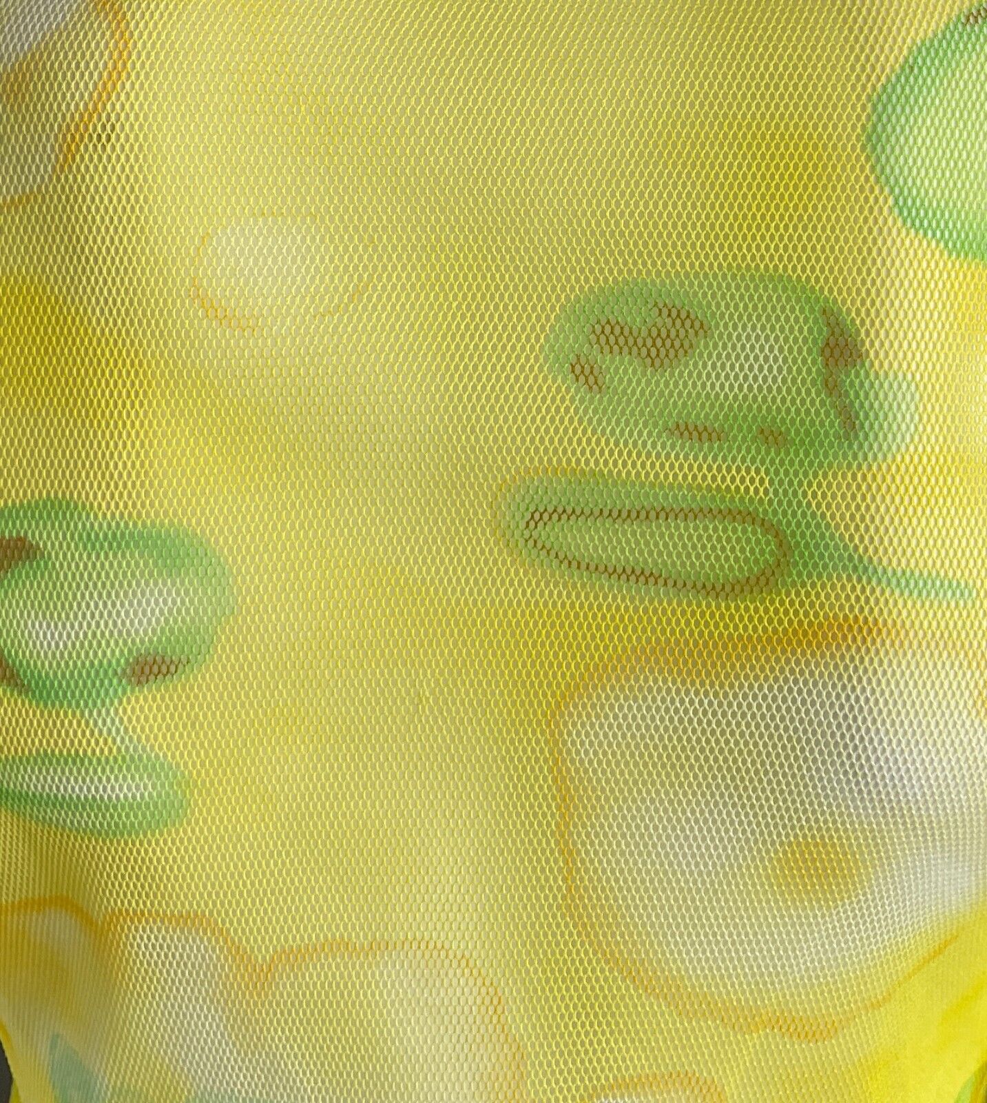 Yellow Mesh Net Shirt Blouse Blue Green Brown Tie Dye Button Front Size 8 NEW