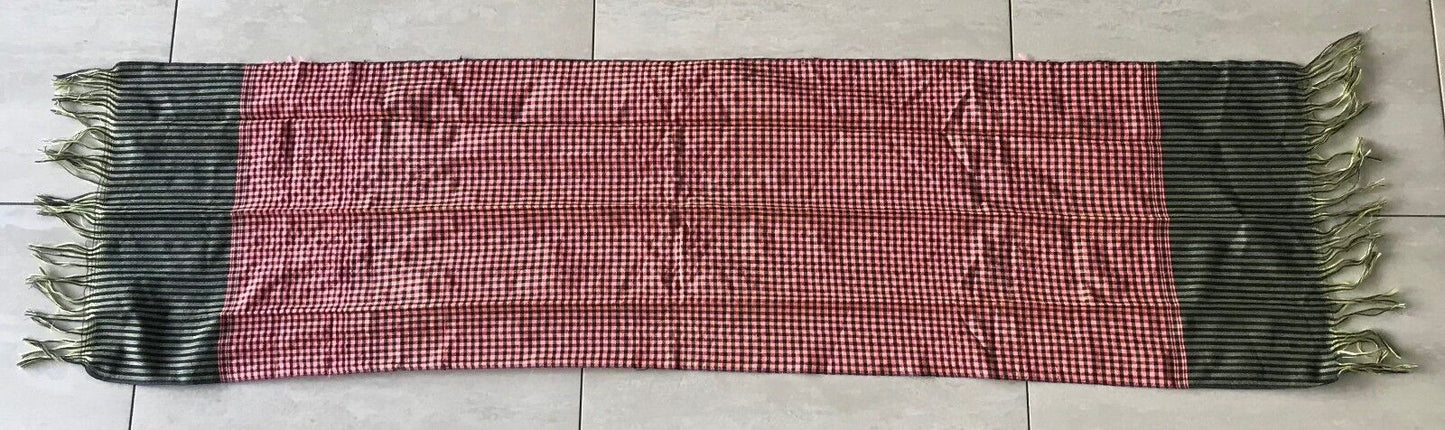 Fringed SCARF Cotton Neck Wrap Salmon Yellow Black Purple Plaid Stripe Print NEW