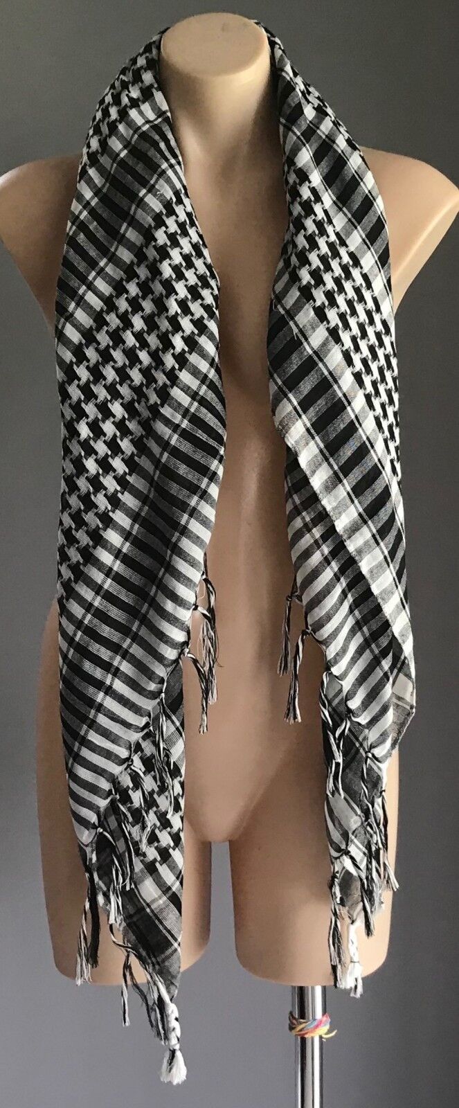 PURR Scarf lack Grey White Check Print Lightweight Wrap Shawl