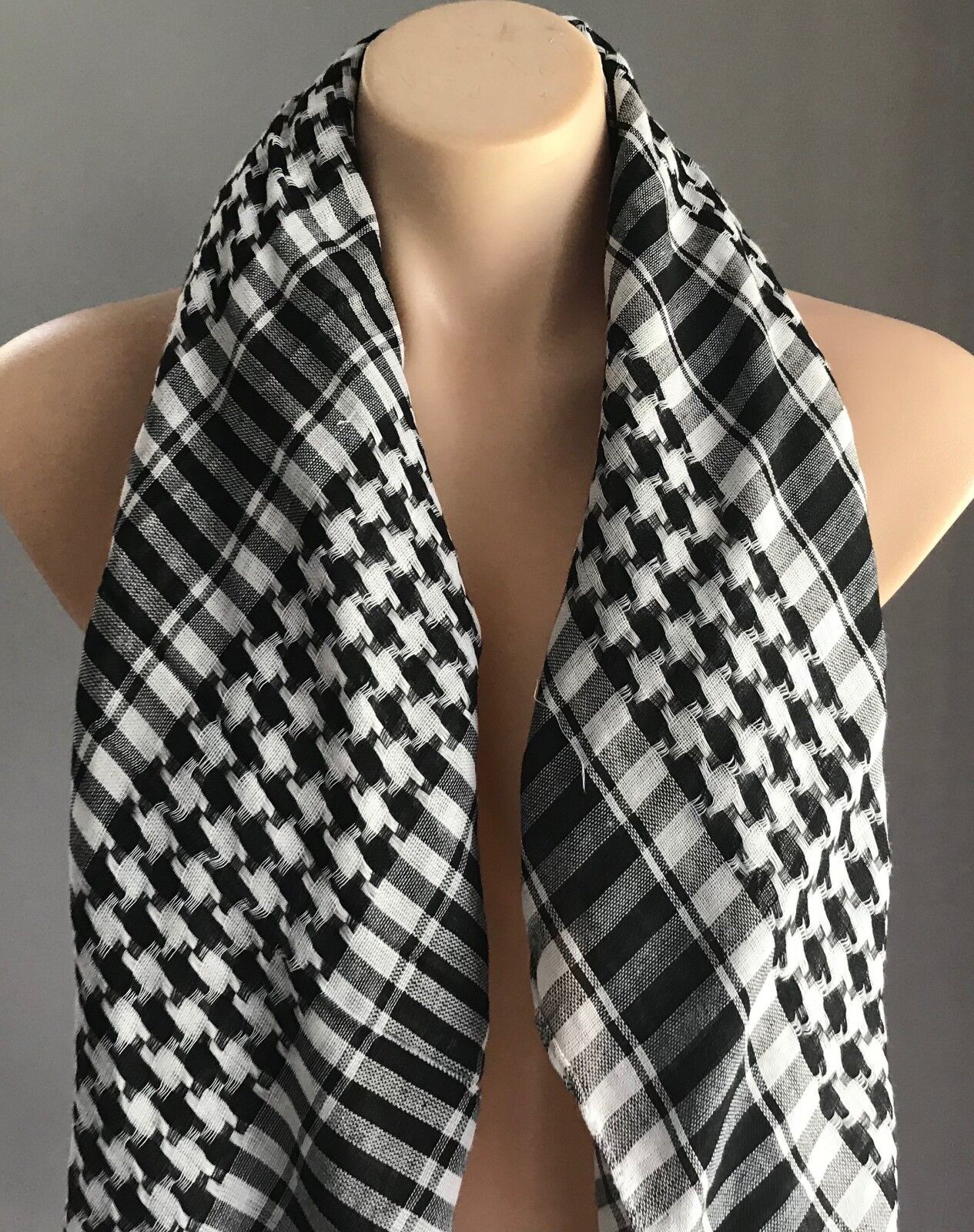 PURR Scarf lack Grey White Check Print Lightweight Wrap Shawl