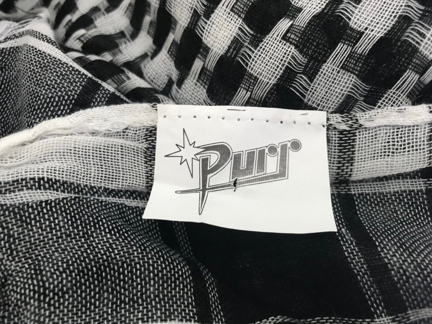 PURR Scarf lack Grey White Check Print Lightweight Wrap Shawl
