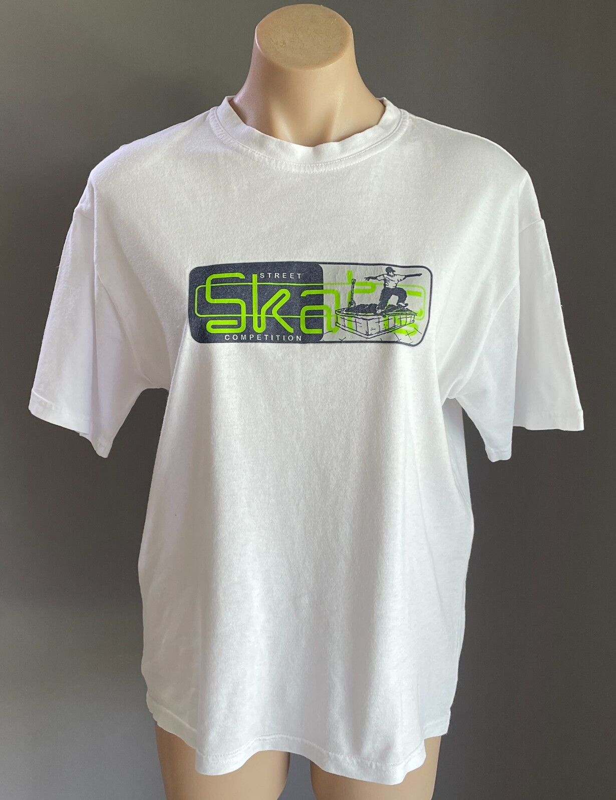 Street Skate 1990s T-Shirt White Cotton Competition Double Stitch Ladies Size 14