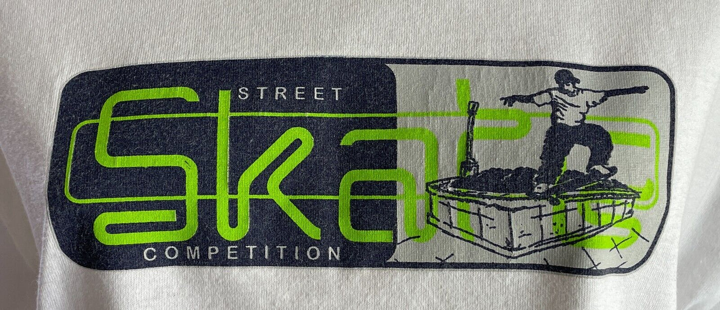 Street Skate 1990s T-Shirt White Cotton Competition Double Stitch Ladies Size 14