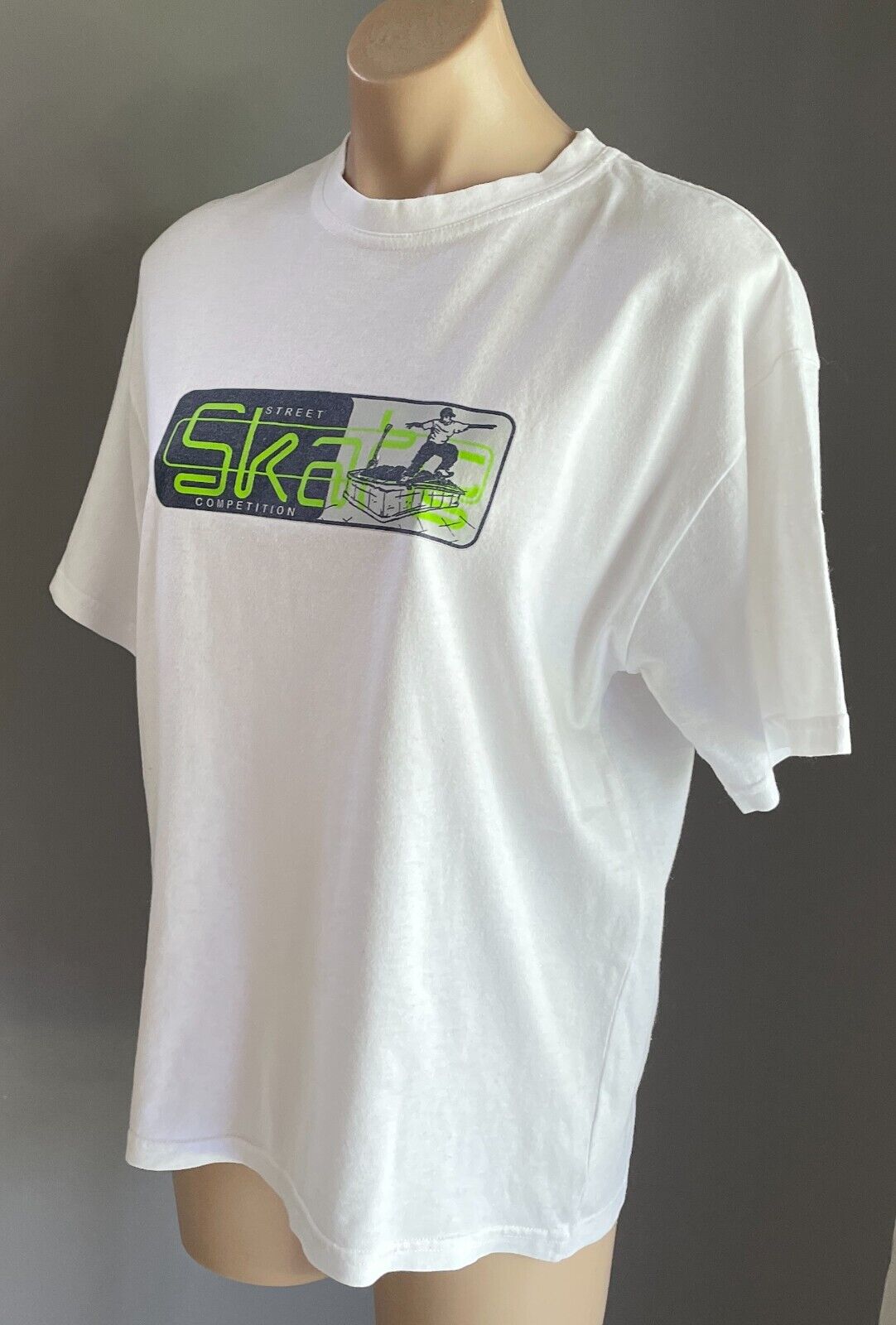 Street Skate 1990s T-Shirt White Cotton Competition Double Stitch Ladies Size 14