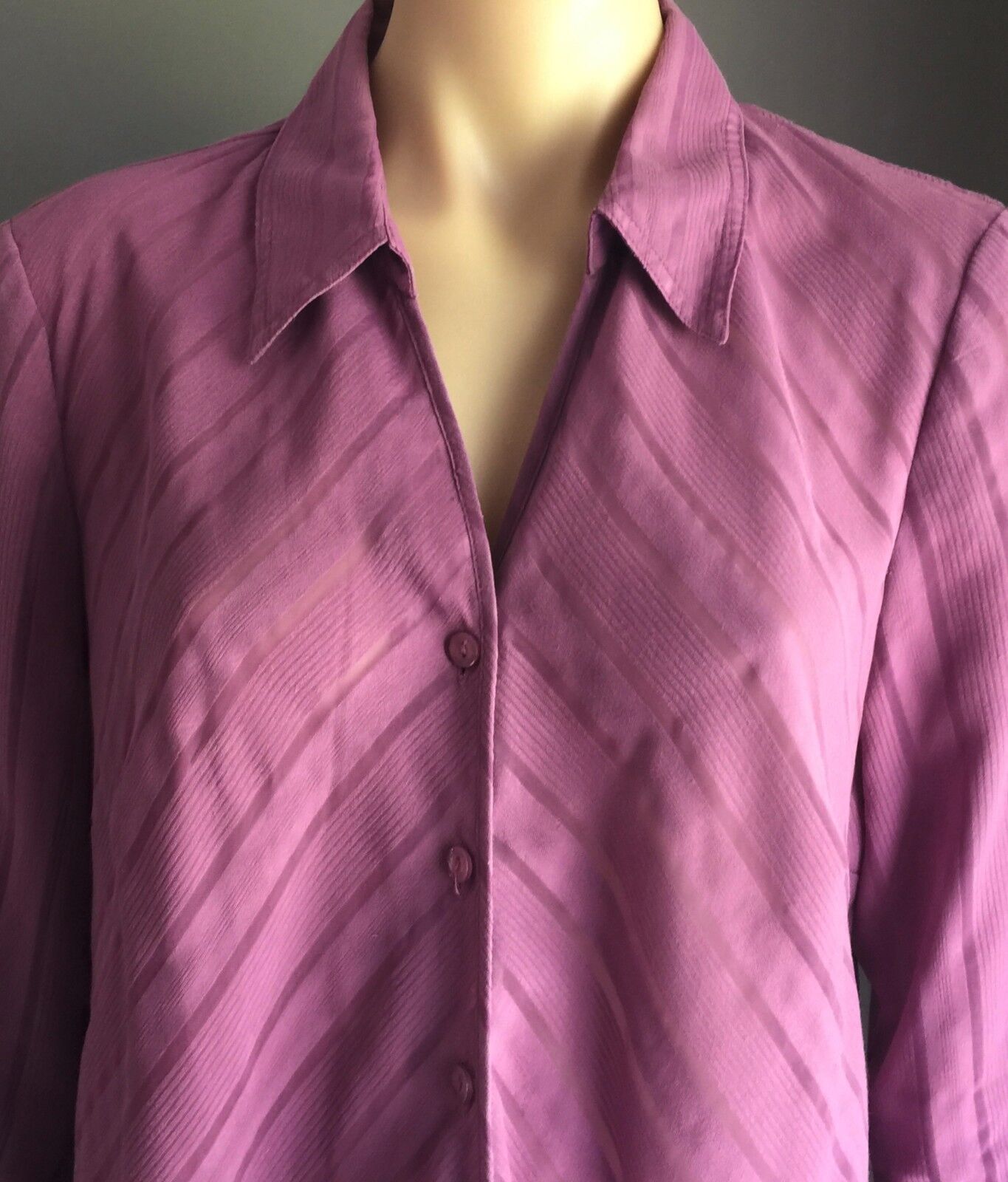 HARRY POTTER Shirt Button Front  Pink Diagonal Self Stripe 3/4 Sleeve Sz M 10 12