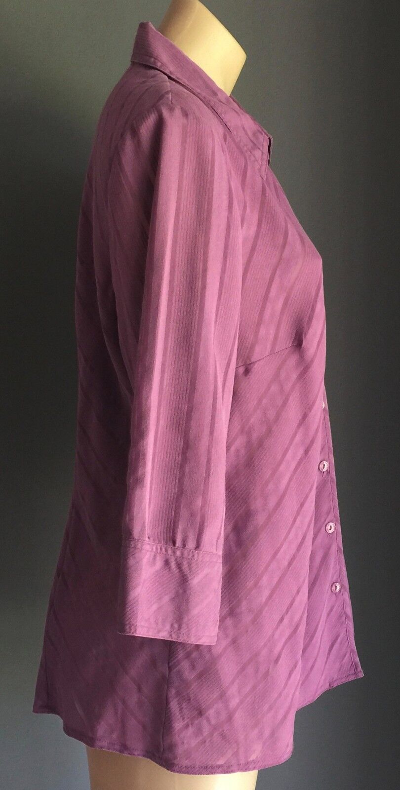 HARRY POTTER Shirt Button Front  Pink Diagonal Self Stripe 3/4 Sleeve Sz M 10 12