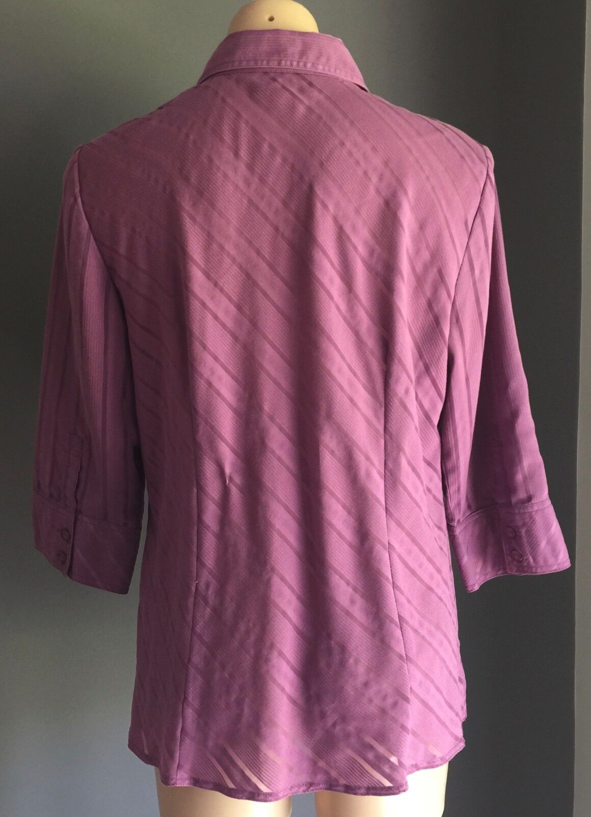 HARRY POTTER Shirt Button Front  Pink Diagonal Self Stripe 3/4 Sleeve Sz M 10 12