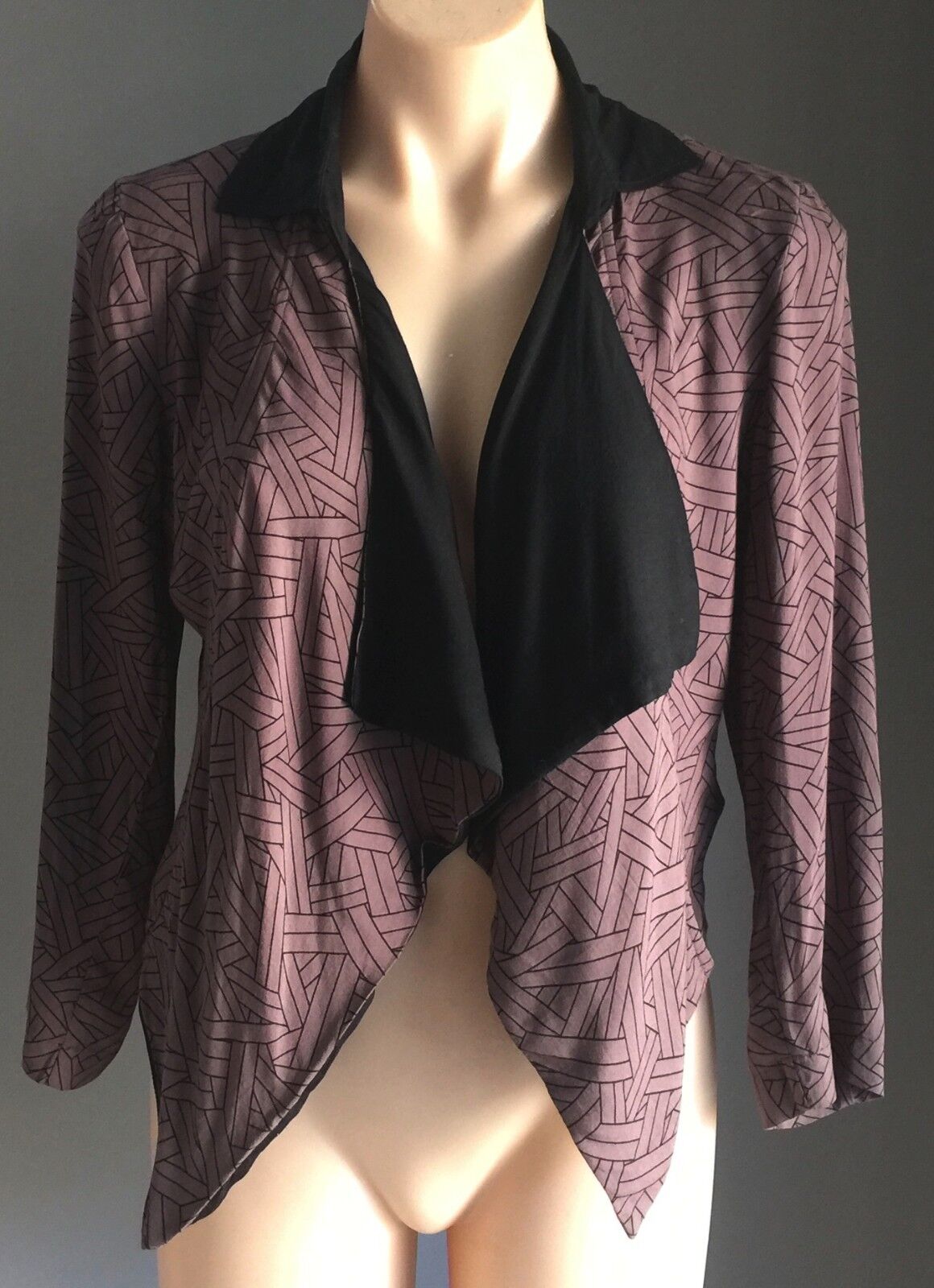 I LOVE H81 Forever 21 Jacket Soft Drape Crop Black & Brown Top Size M 10 12